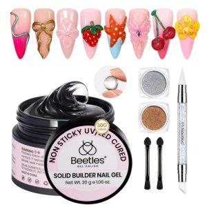 Beetles non-sticky builder gel nail kit with sculpted nail art examples and application tools